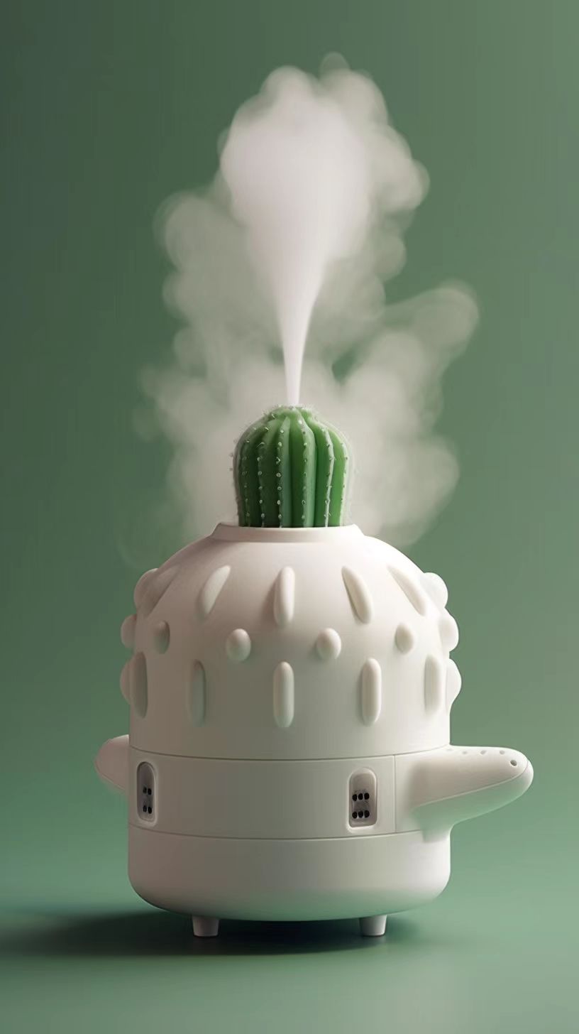 Humidifier，conceptual design，Green plants，combination，White products，
