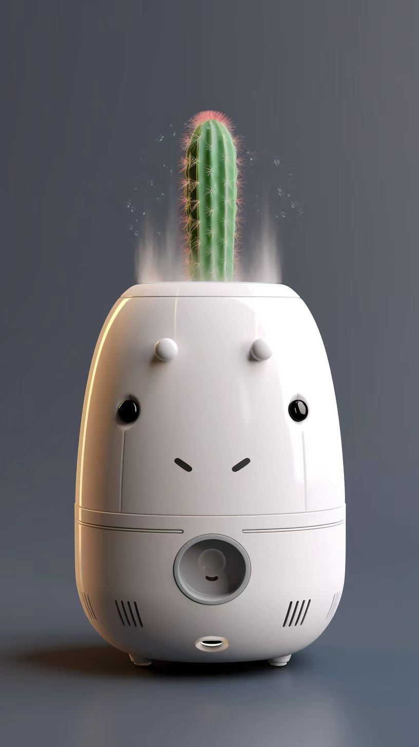 Humidifier，conceptual design，Green plants，combination，White products，