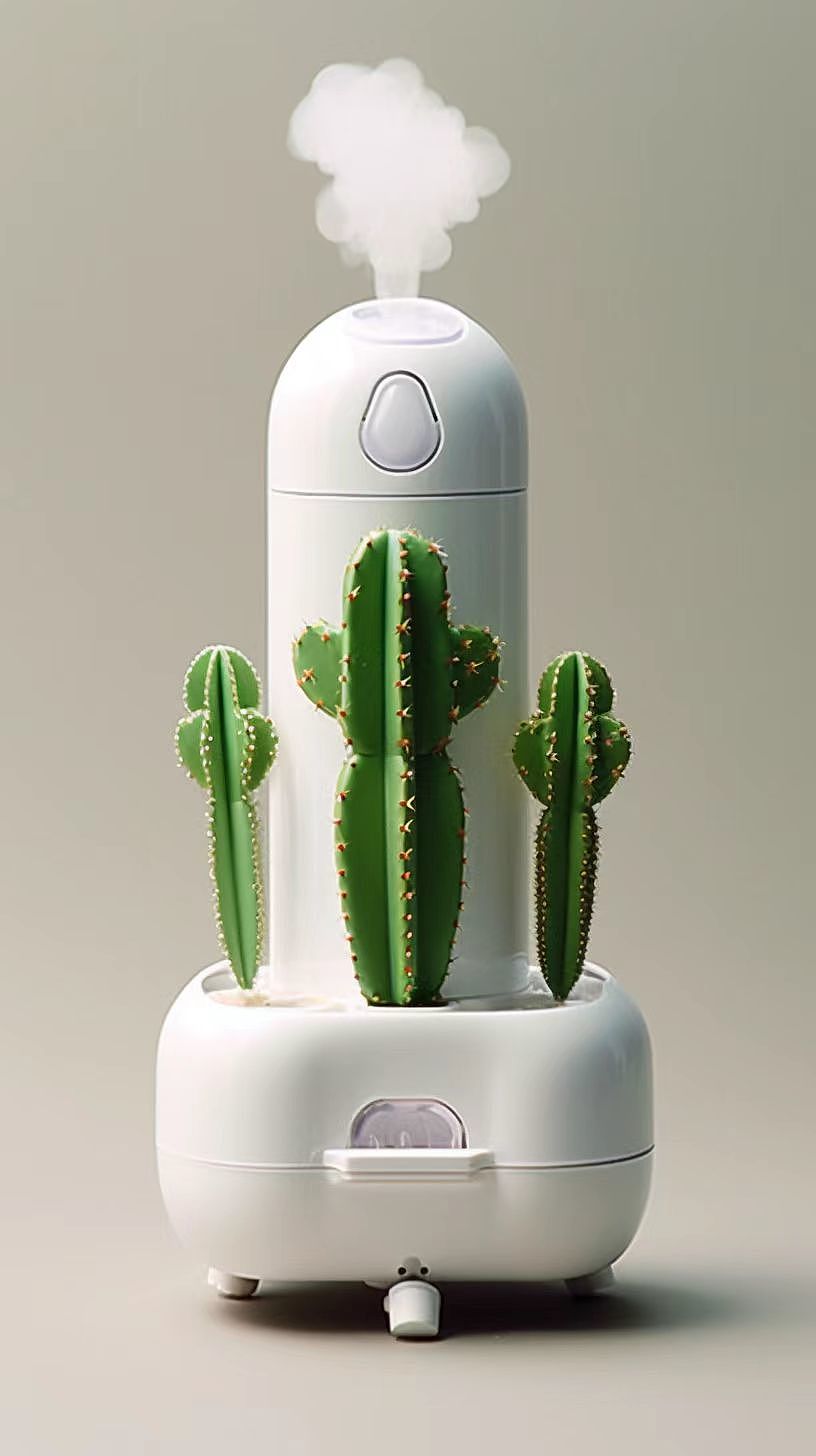 Humidifier，conceptual design，Green plants，combination，White products，