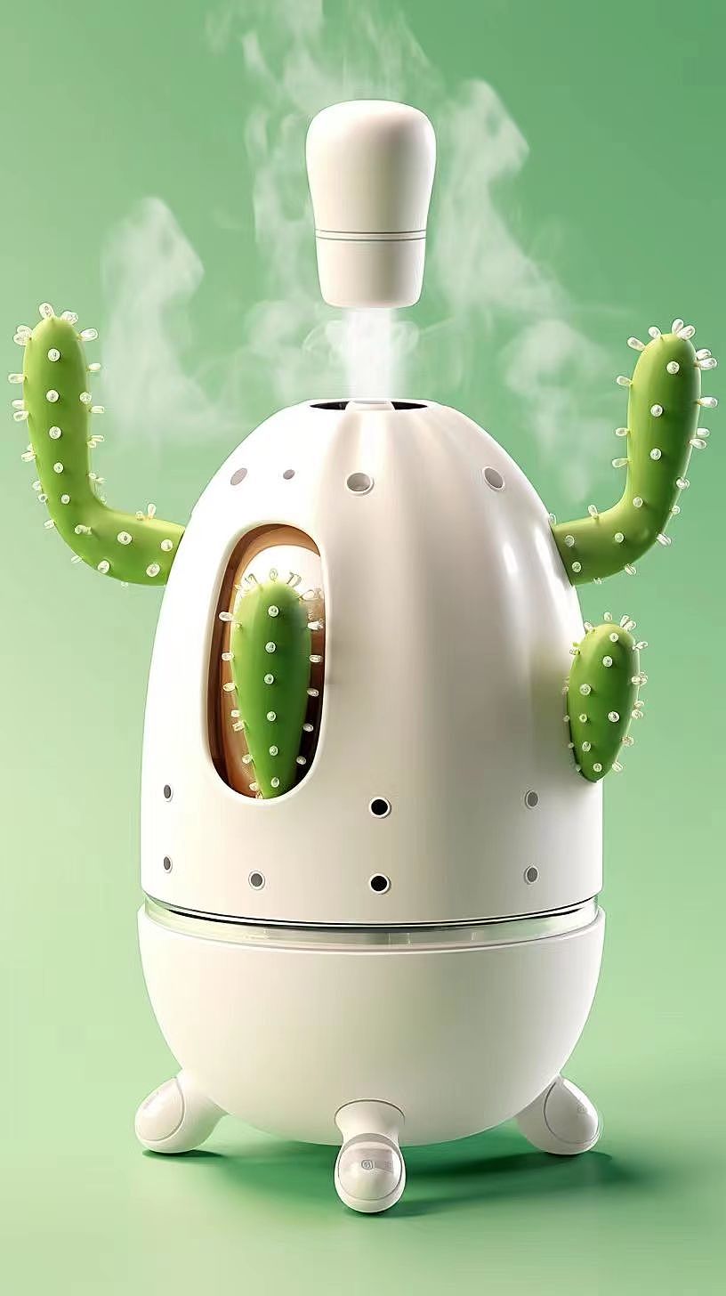 Humidifier，conceptual design，Green plants，combination，White products，