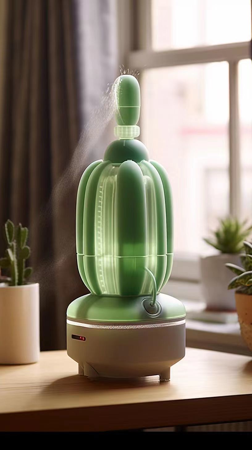 Humidifier，conceptual design，Green plants，combination，White products，