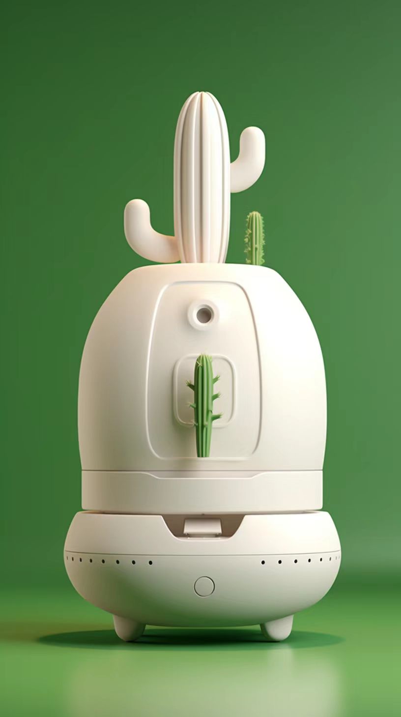 Humidifier，conceptual design，Green plants，combination，White products，