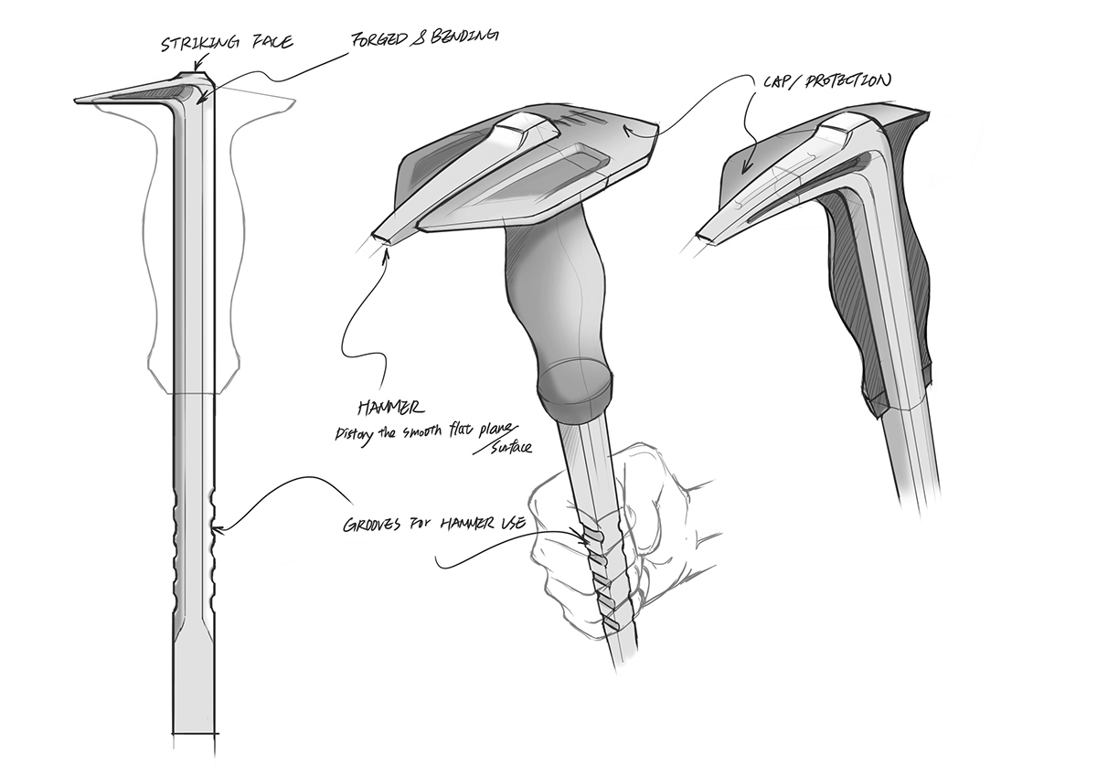 industrial design，product design，tool，conceptual design，Ice chisel，sketch，