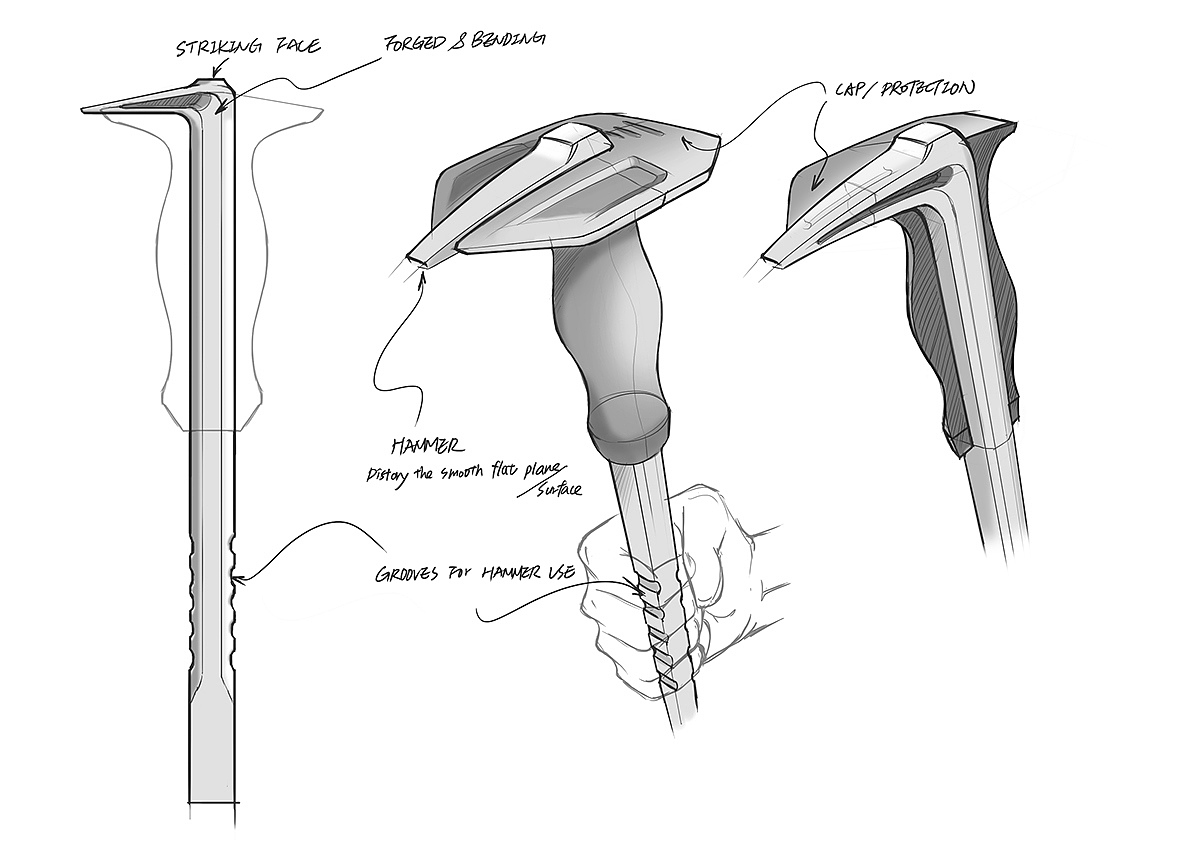 工业设计，产品设计，工具，概念设计，冰凿，草图，