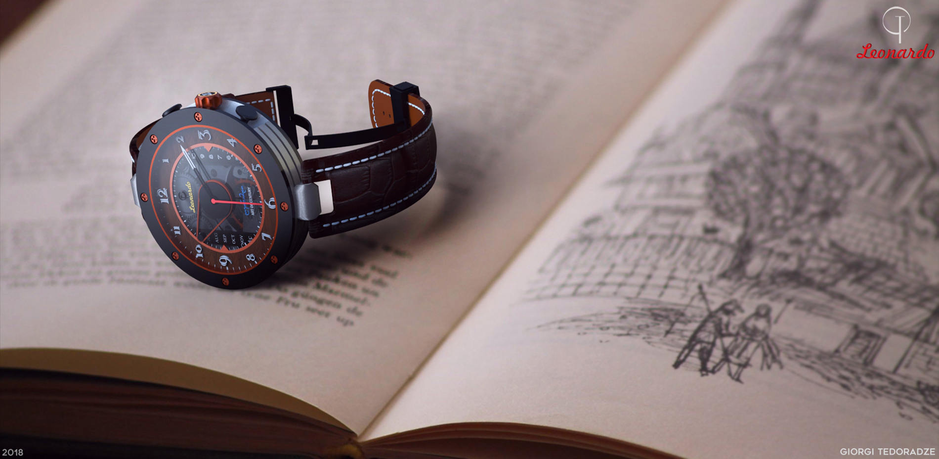 Leonardo，Wrist watch，black，Automatic design，