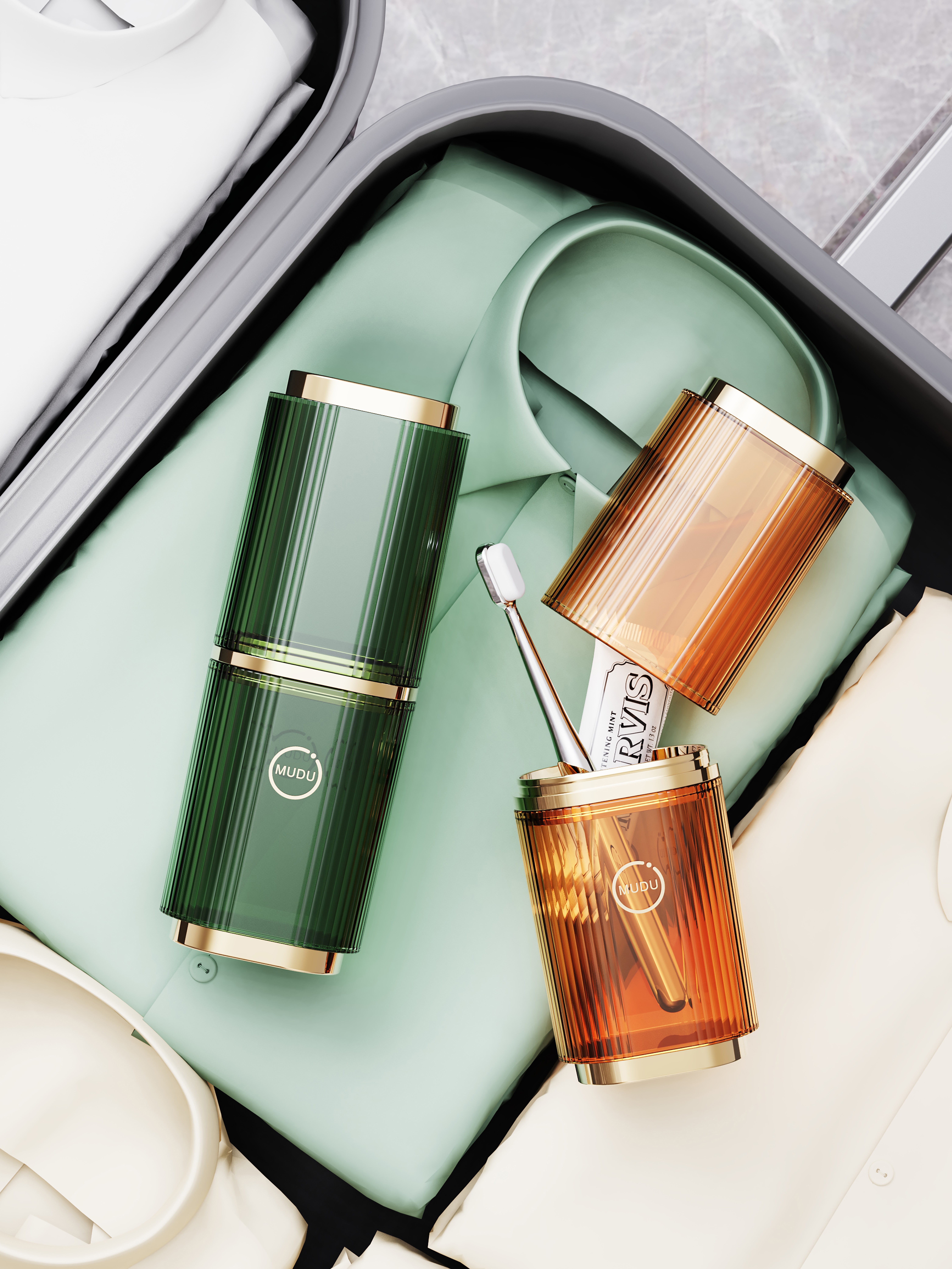 Gargle cup，Toothbrush box，