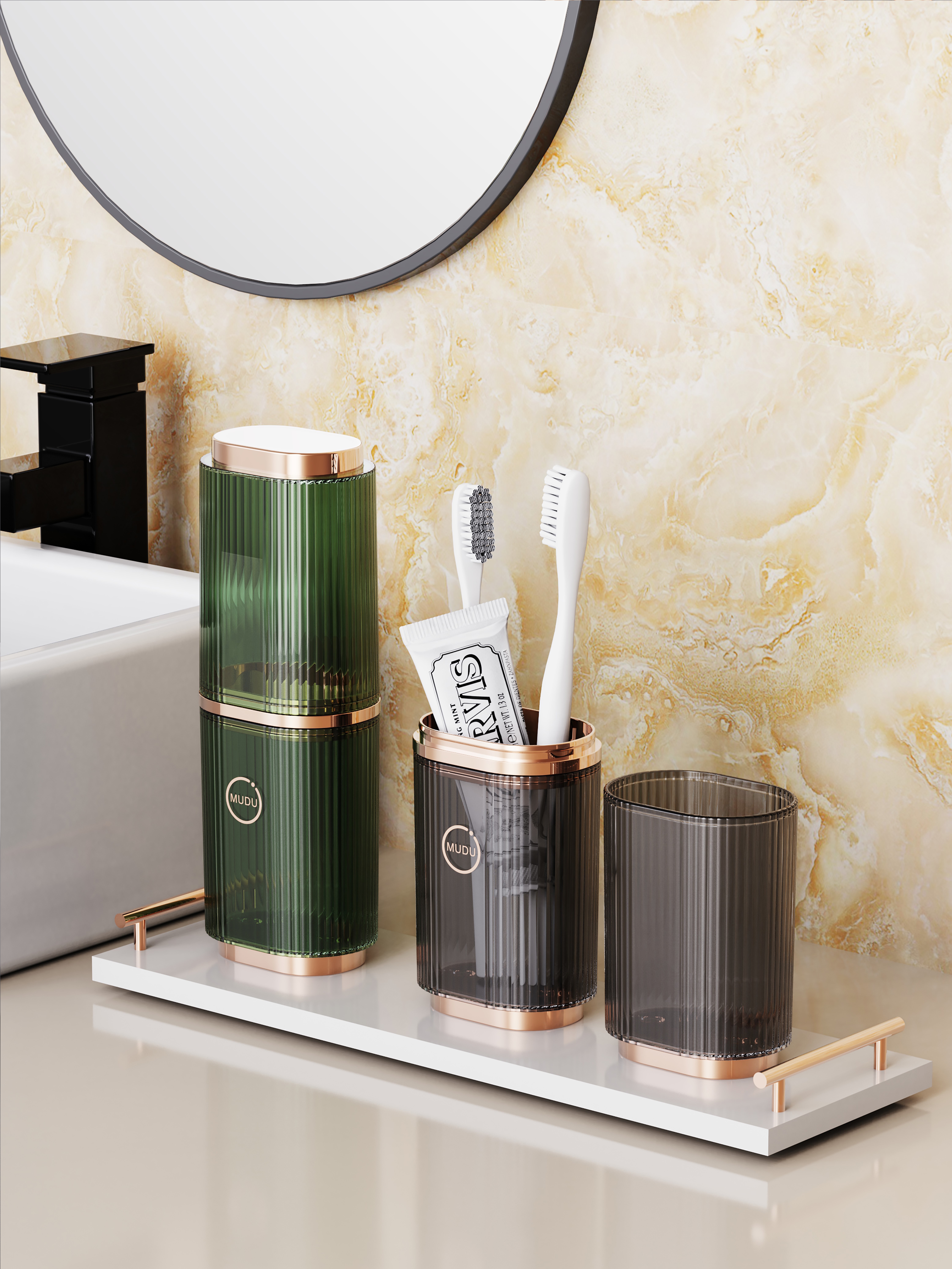 Gargle cup，Toothbrush box，