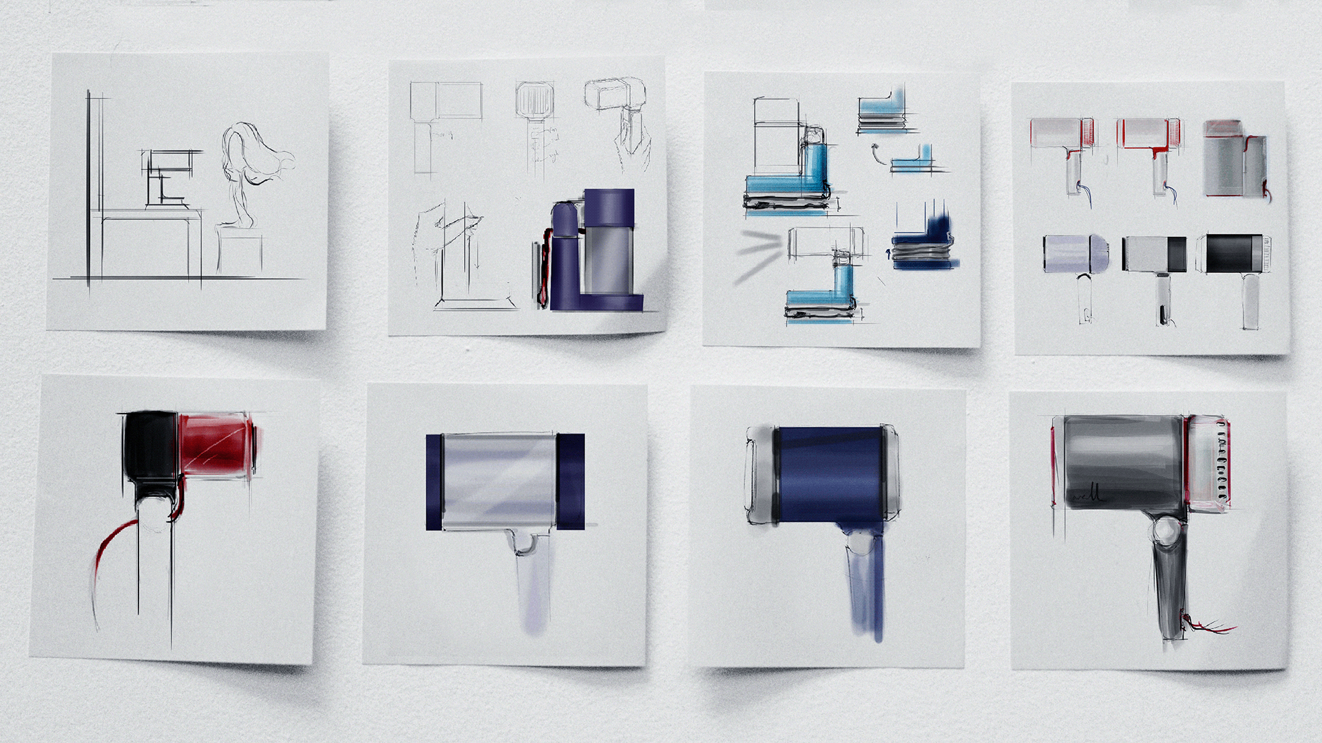 product design，hair drier，Easy storage，good-looking，