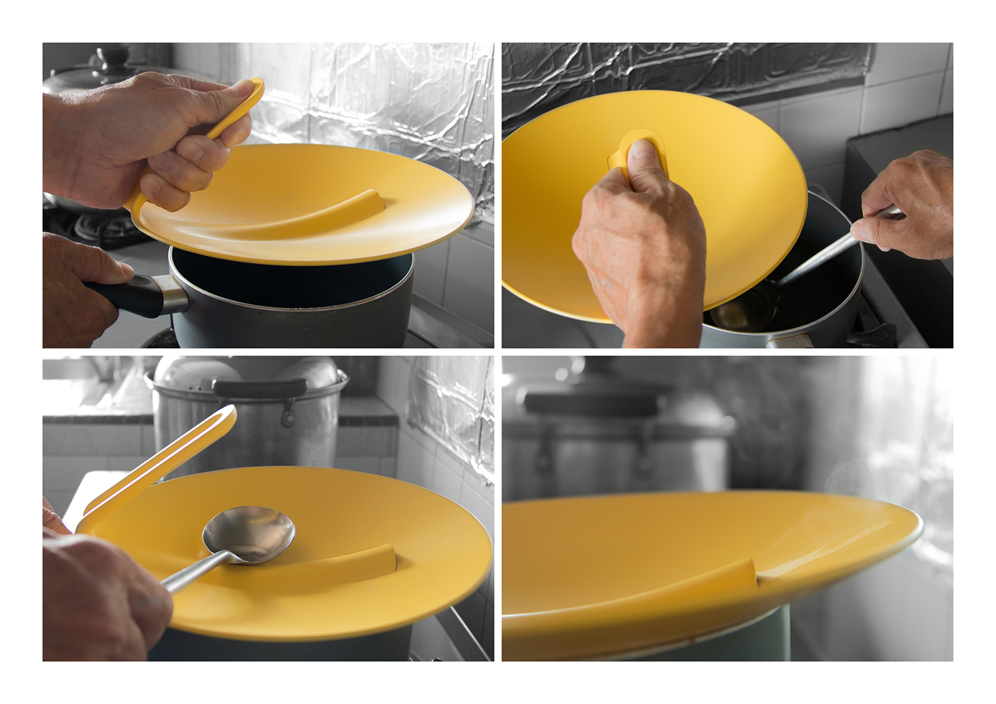 Test temperature，spoon，lid，Pot rack，yellow，Receive，Chopping board，Cut hand，kitchen knife，