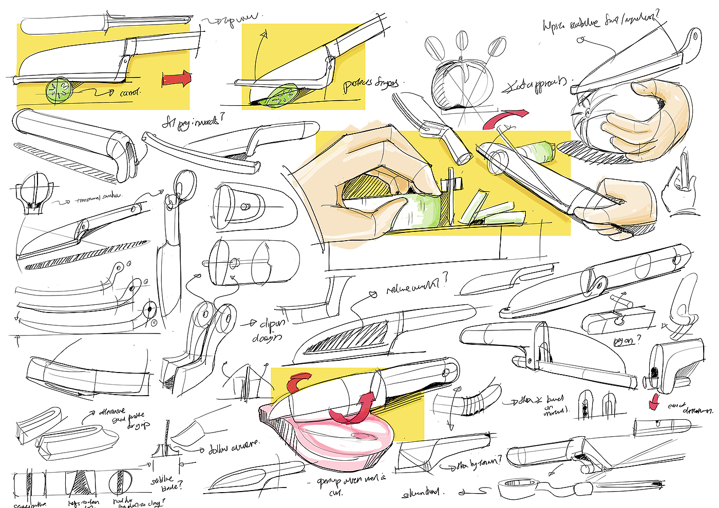 Test temperature，spoon，lid，Pot rack，yellow，Receive，Chopping board，Cut hand，kitchen knife，