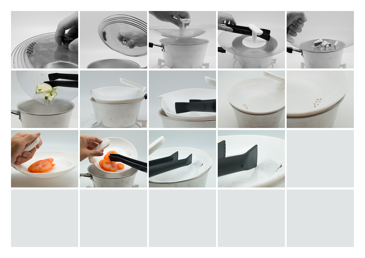 Test temperature，spoon，lid，Pot rack，yellow，Receive，Chopping board，Cut hand，kitchen knife，