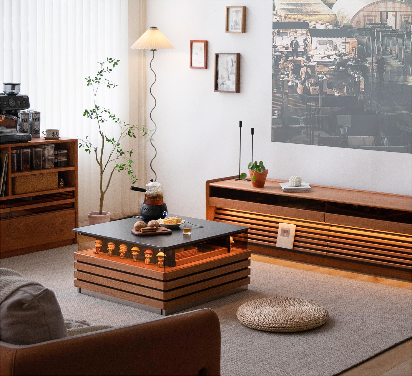Solid wood furniture，furniture design ，product design，tea table，Display cabinet，