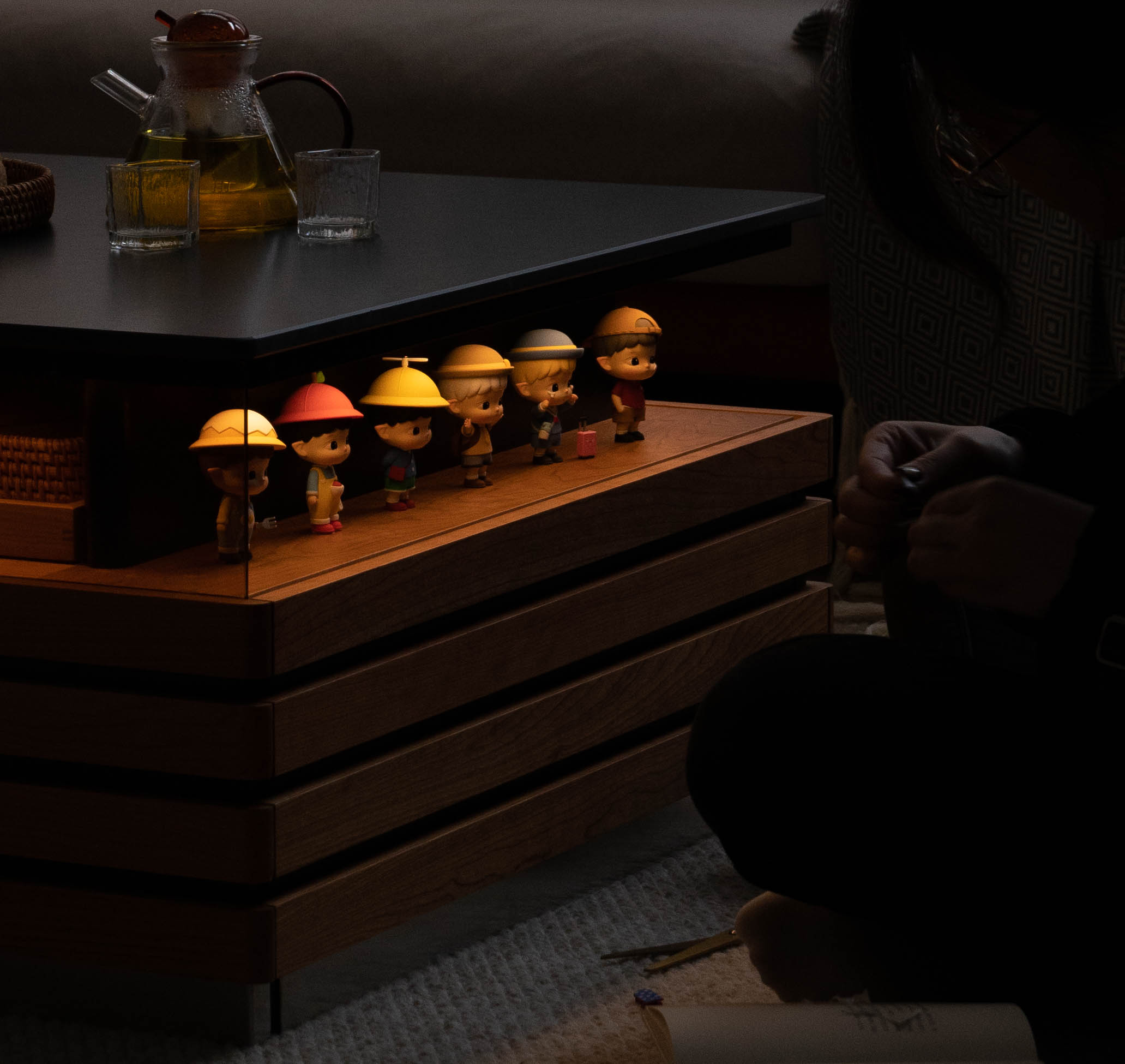 Solid wood furniture，furniture design ，product design，tea table，Display cabinet，