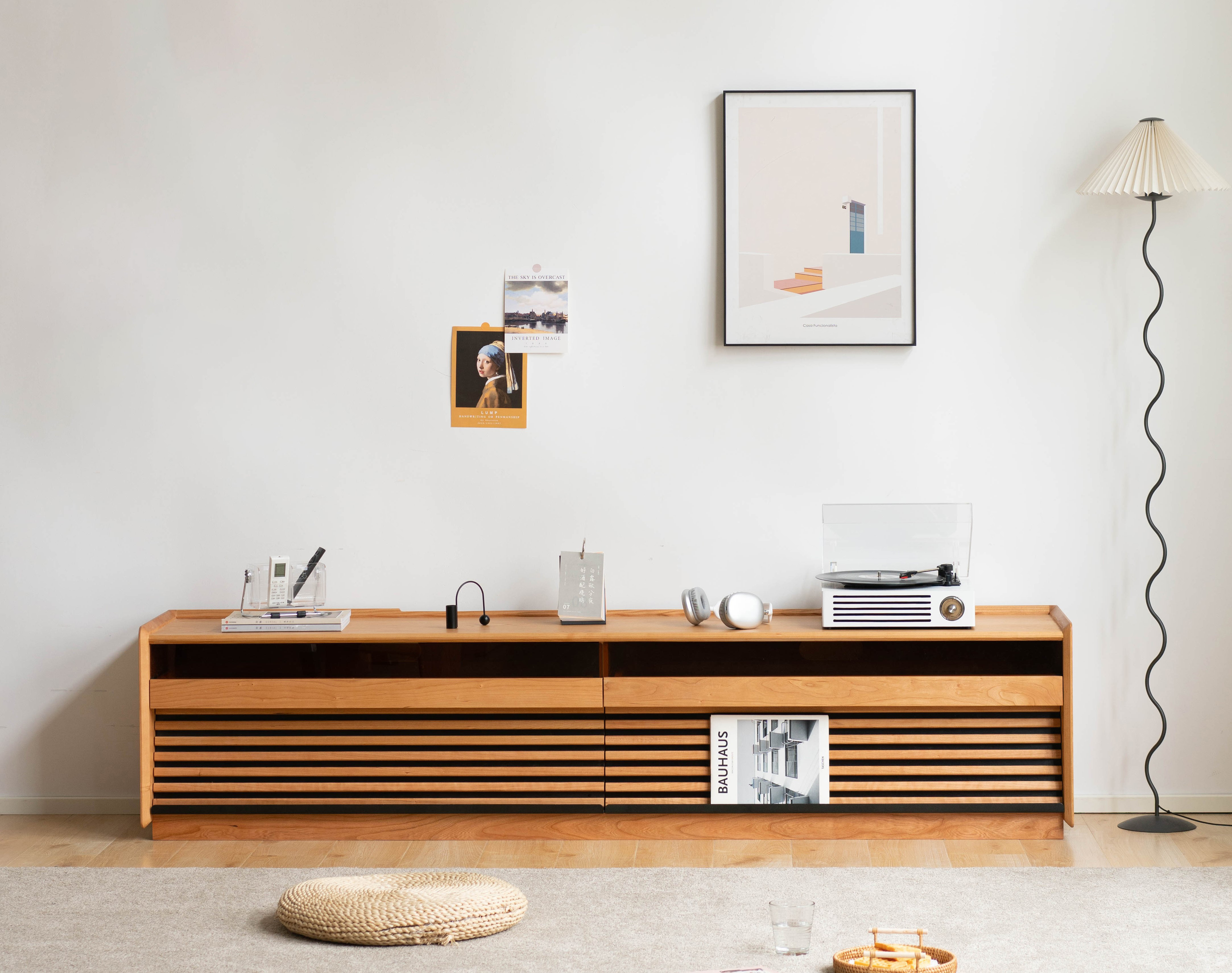 Solid wood furniture，furniture design ，product design，TV cabinet，No main lamp，Atmosphere lamp，