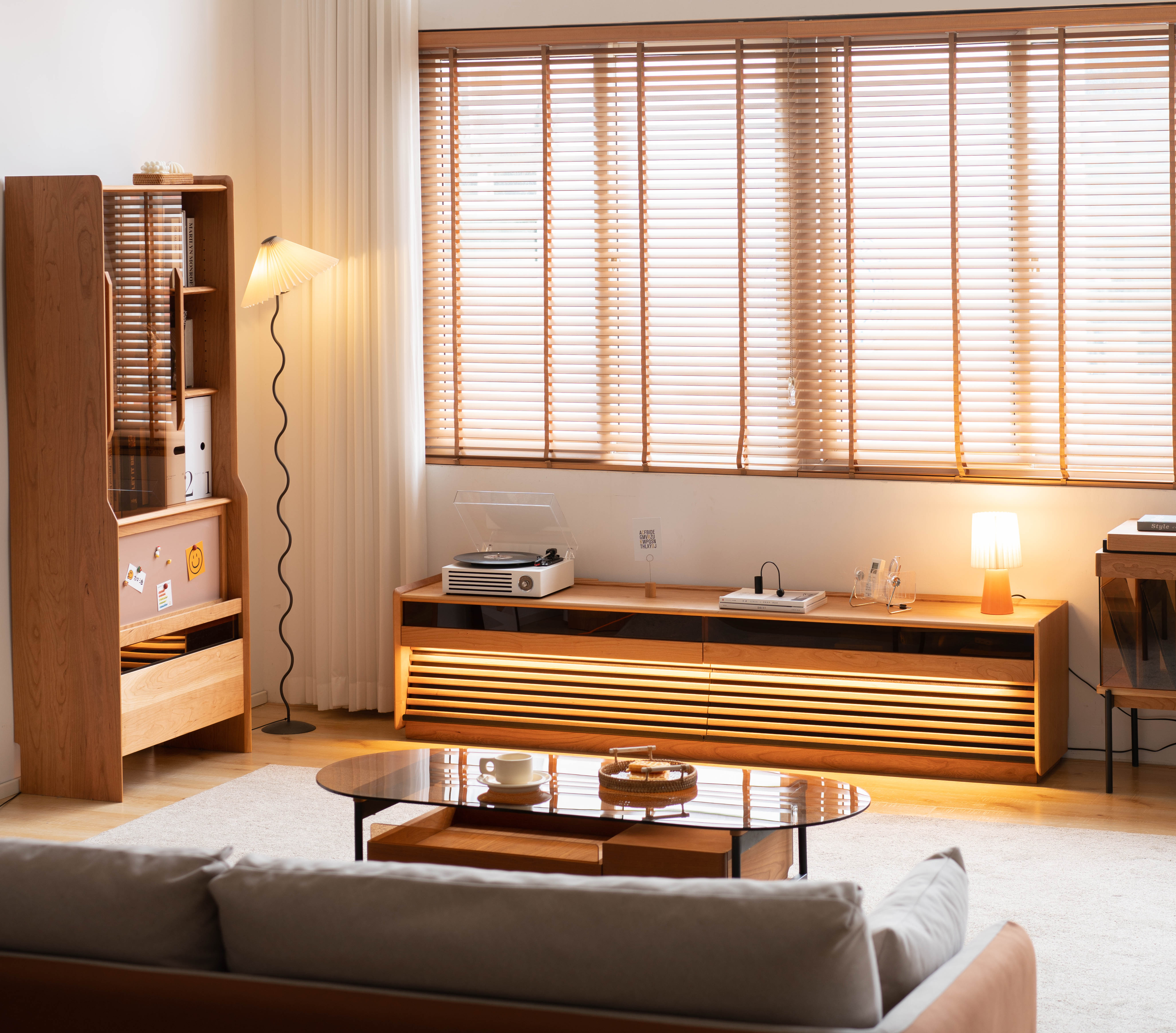 Solid wood furniture，furniture design ，product design，TV cabinet，No main lamp，Atmosphere lamp，