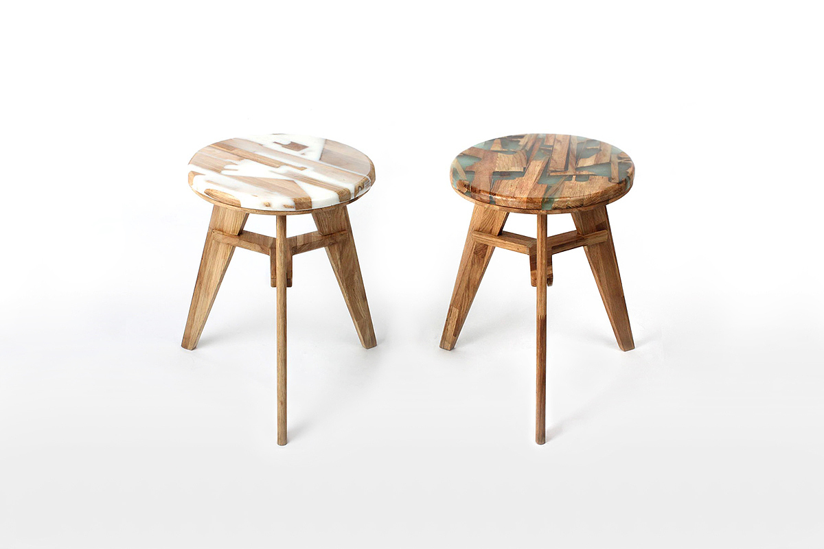 Mixed wood technology，chair，White oak，Hybrid wood，