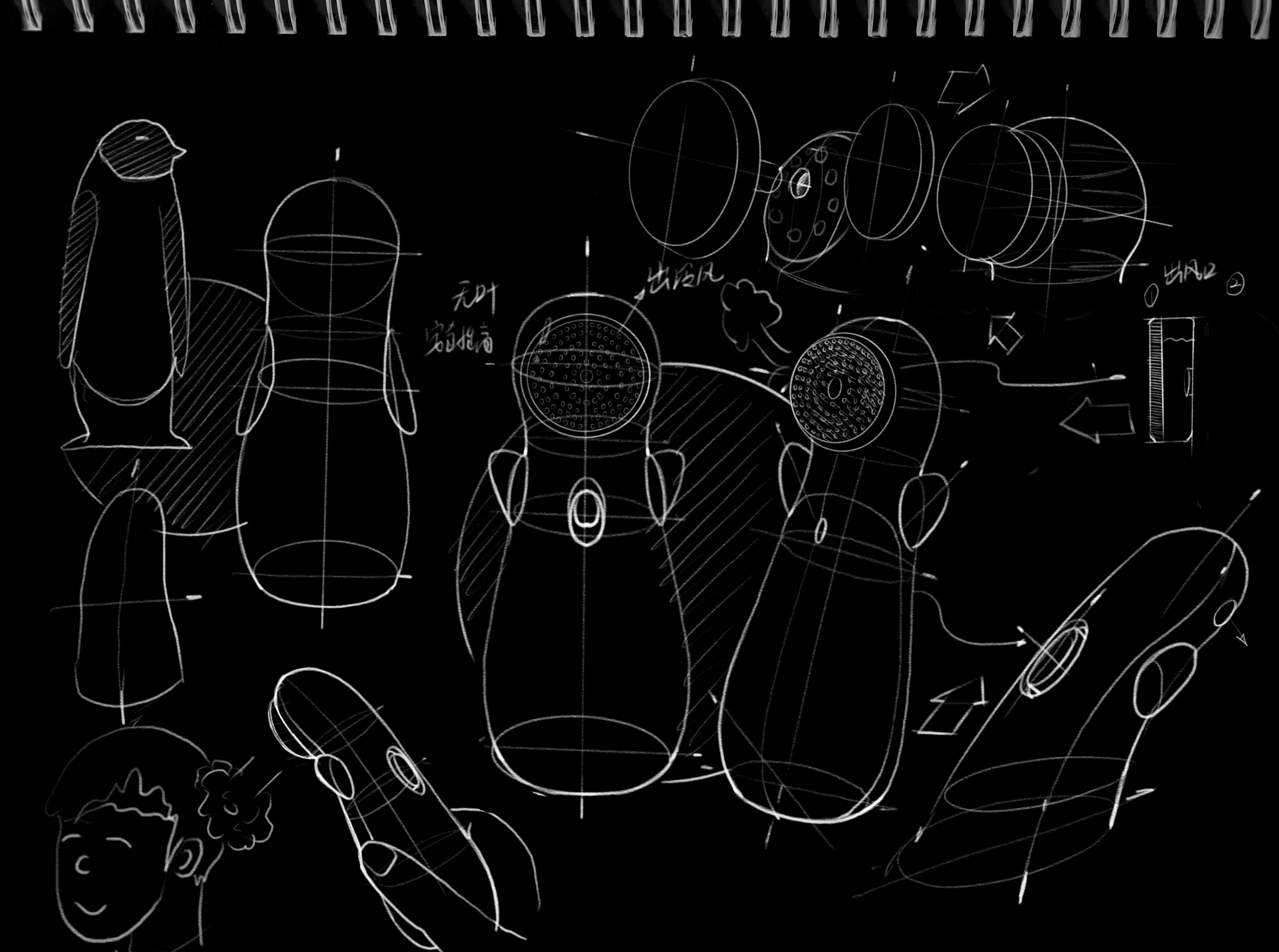 Fan design，Sketch scheme，Product design sketch，Hand drawn industrial design，Detail Display，inference process diagram，