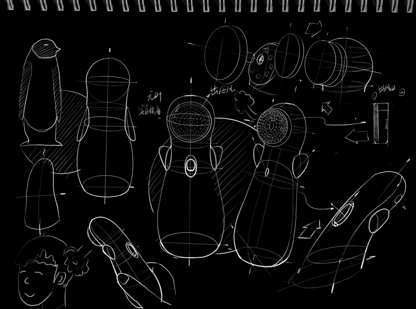 Fan design，Sketch scheme，Product design sketch，Hand drawn industrial design，Detail Display，inference process diagram，