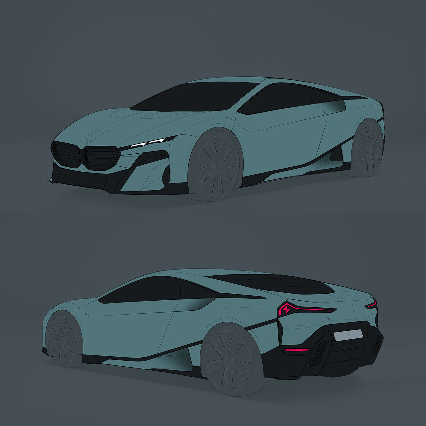 BMW Vision M Next Co，Illustration，streamline，Sense of future，BMW Vision M Next Co，Illustration，streamline，Sense of future，