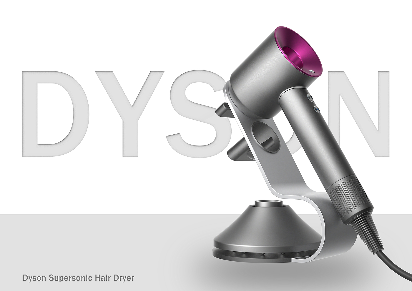 Dyson hair dryer, modeling rendering，