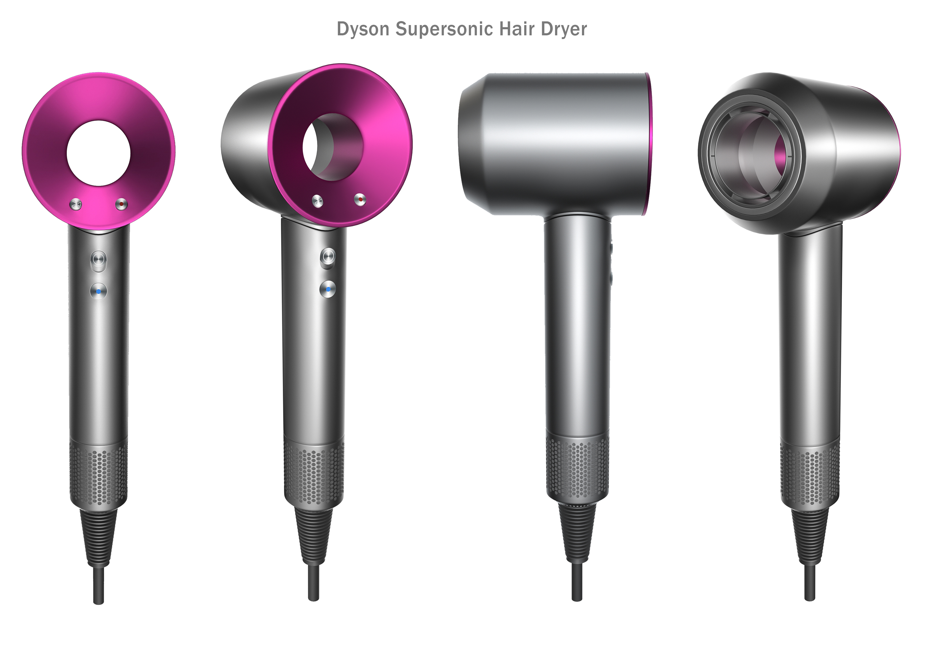 Dyson hair dryer, modeling rendering，