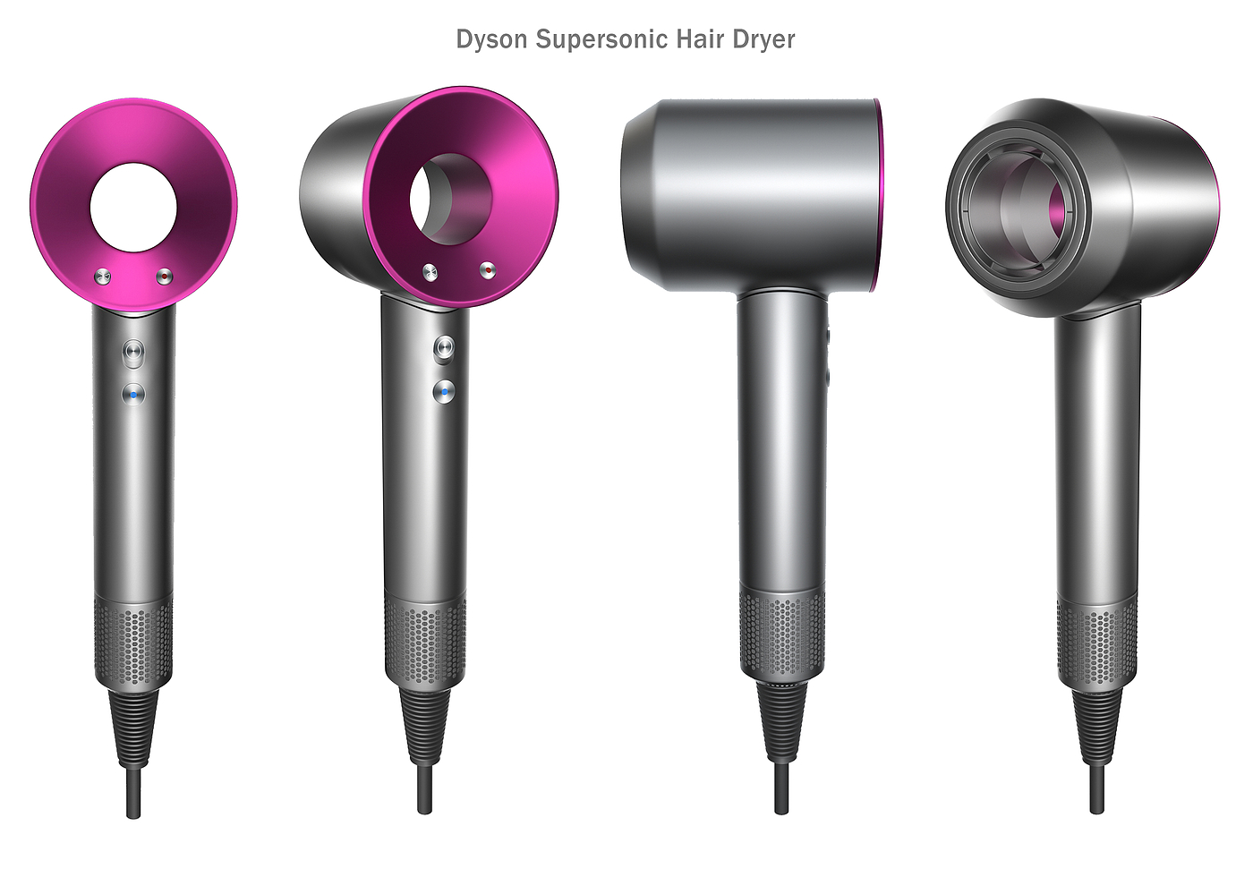 Dyson hair dryer, modeling rendering，