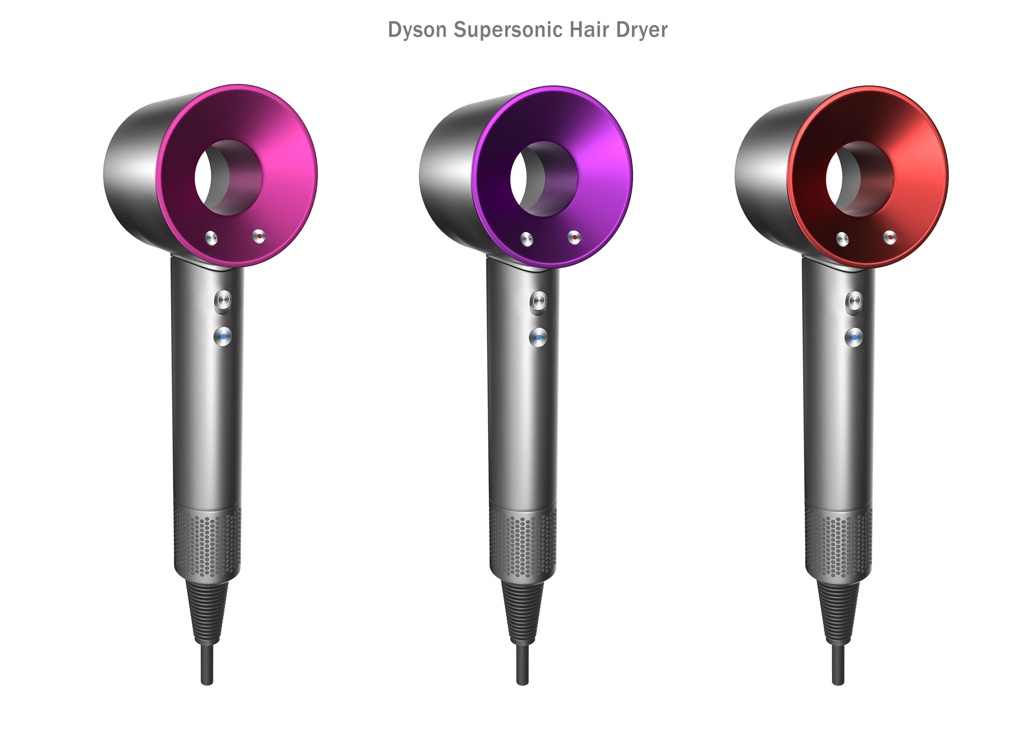 Dyson hair dryer, modeling rendering，