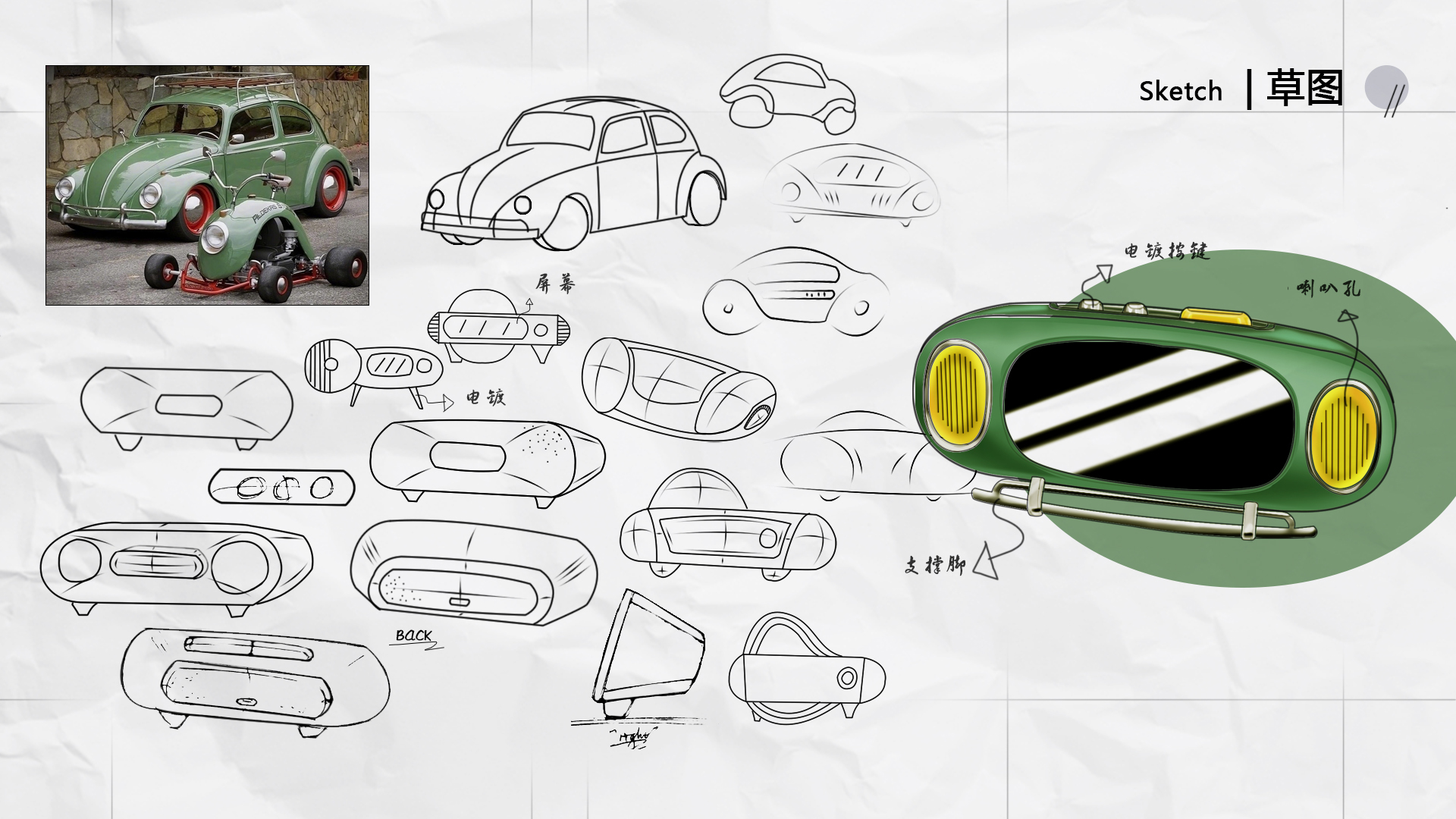 Bluetooth Speaker ，Retro，The Beetle Car，Z age，delicate，Consumer electronics，product design，