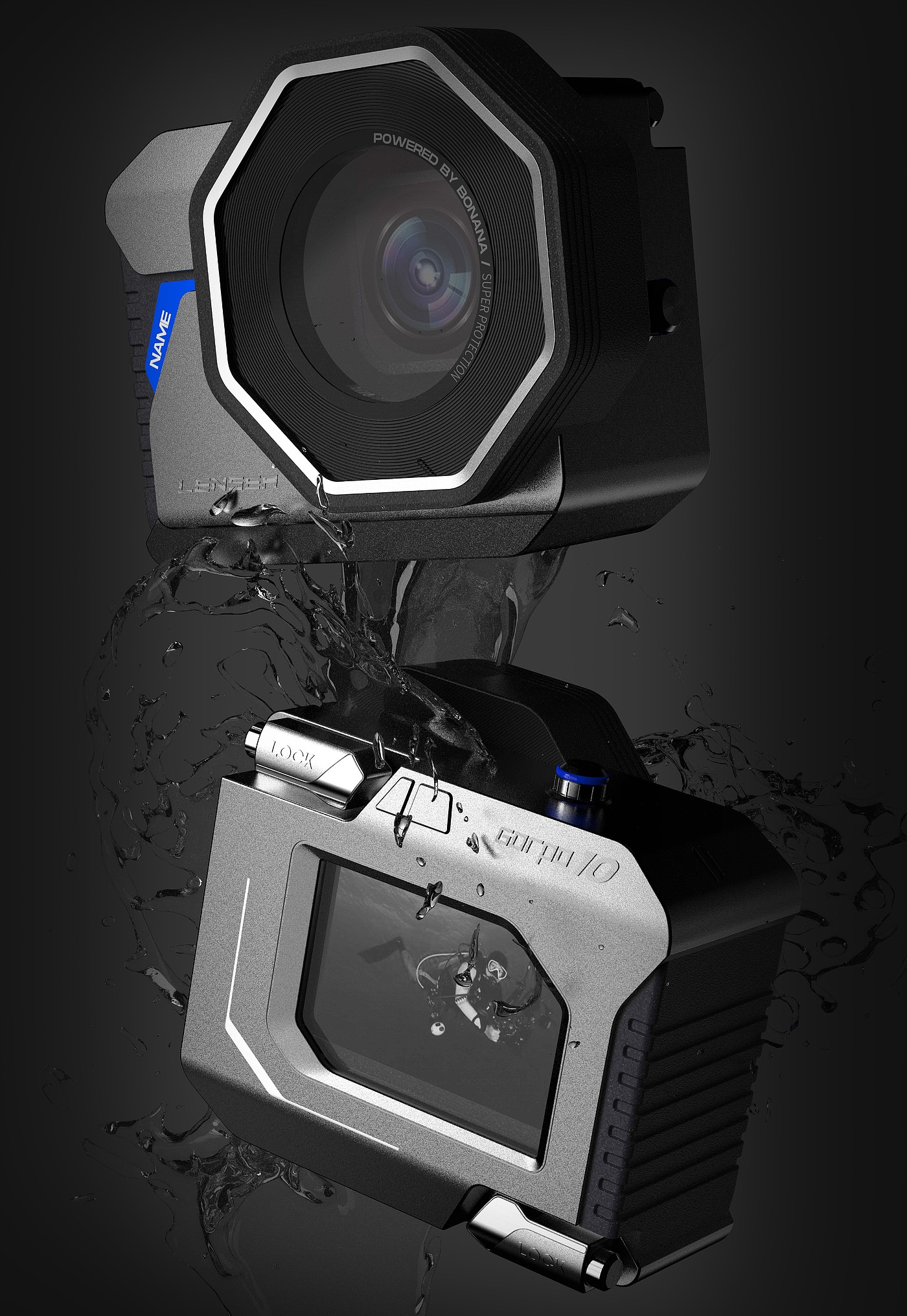 Underwater camera，Camera case，gopro，Underwater photography，product design，Appearance design，