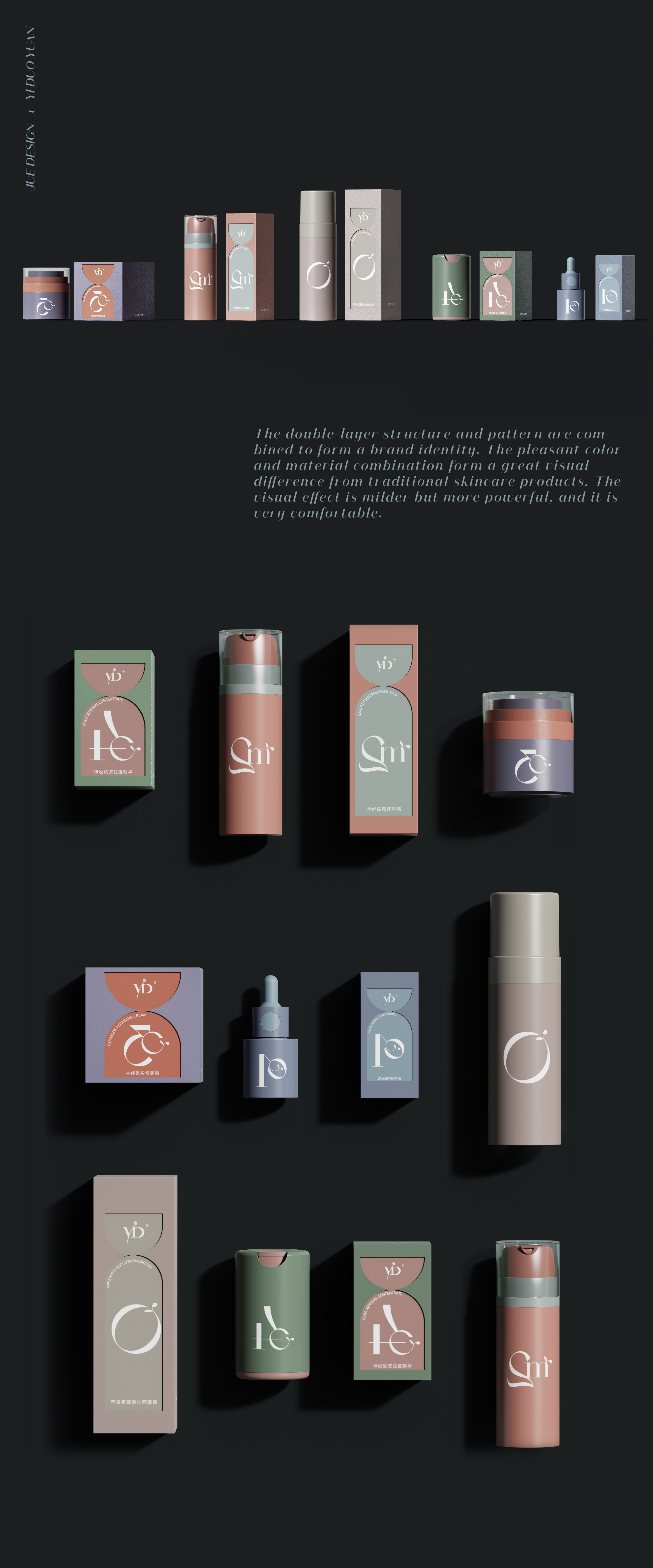 Skin Care Design，Cosmetic packaging，Medical beauty packaging，Efficacy of skin care，If award winning works，packing design，Molandi Packaging，New consumption，