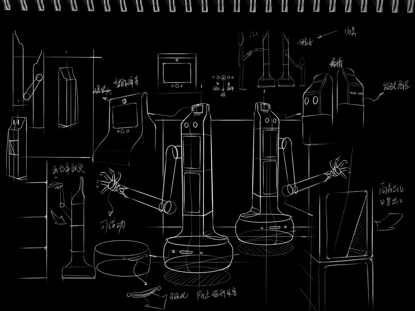 机器人设计，产品草图，板绘草图，草图设计，产品设计，工业设计，