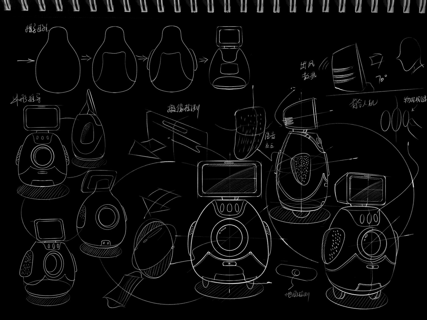 机器人设计，产品草图，板绘草图，草图设计，产品设计，工业设计，