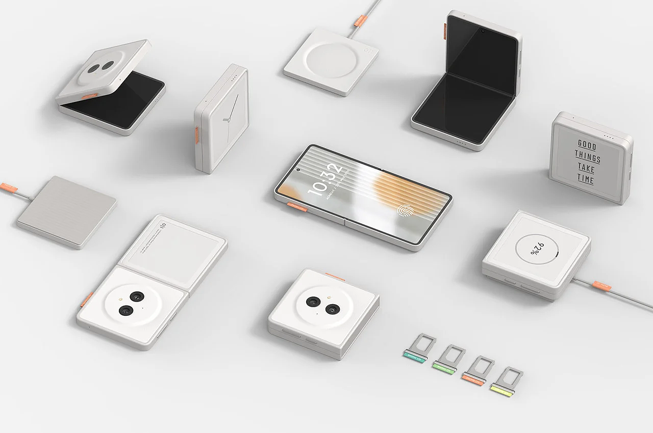 Folding mobile phone，Minimalist，Clock，fashion，Accessories，