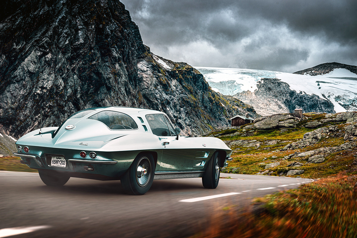automobile，vehicle，Snow，Corvette Stingray，C2 1963，