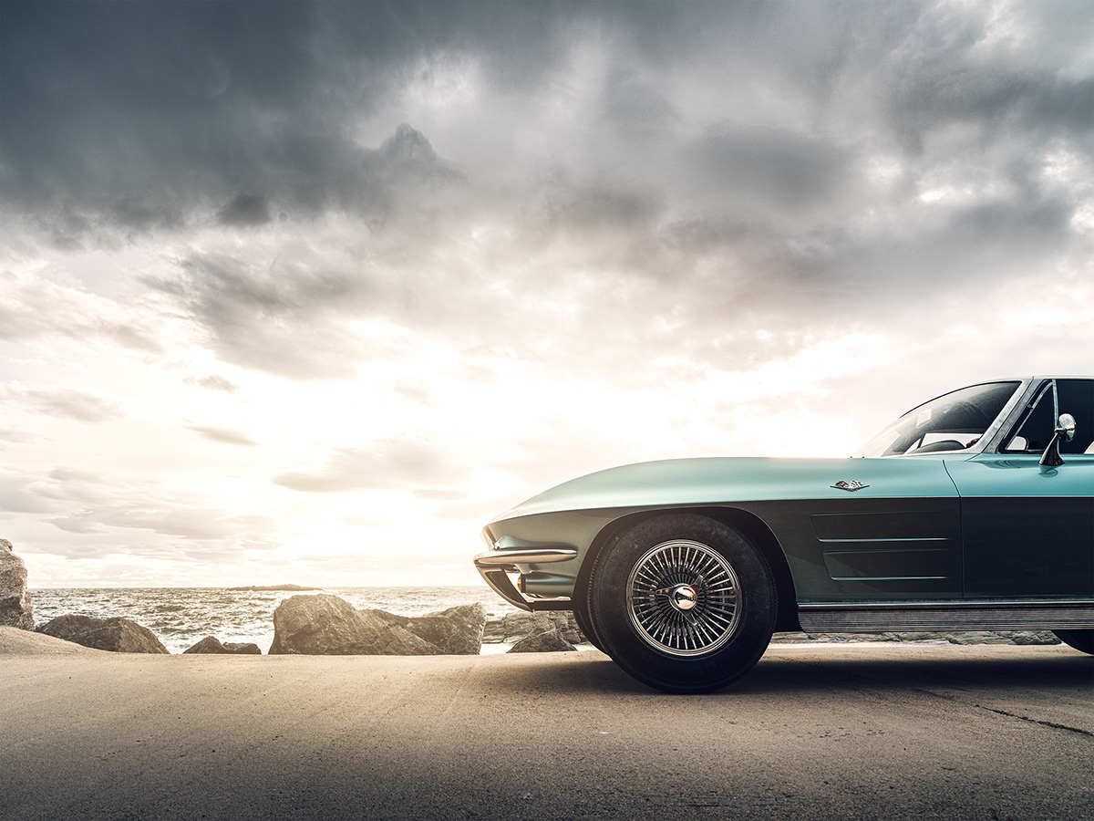 automobile，vehicle，Snow，Corvette Stingray，C2 1963，