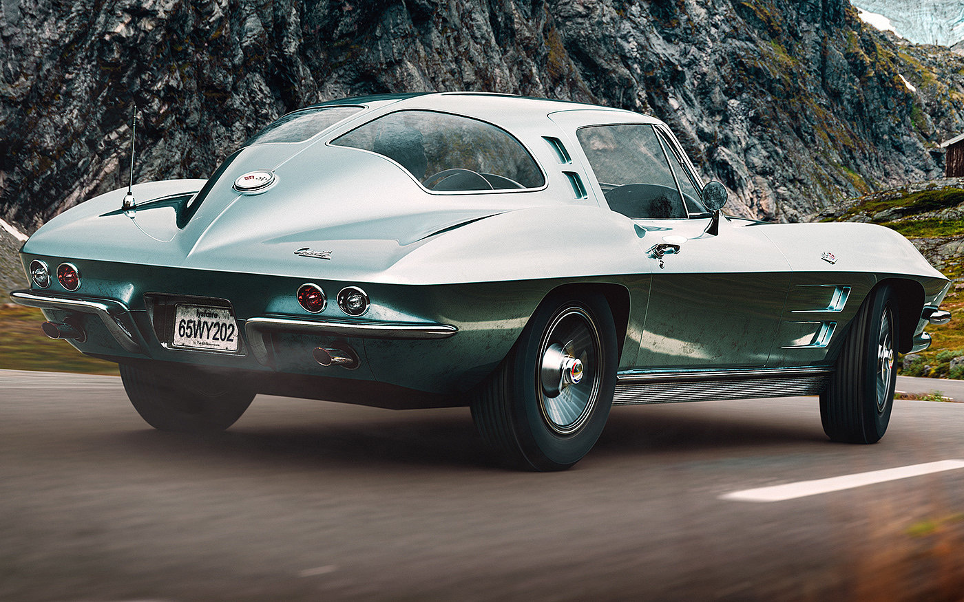 automobile，vehicle，Snow，Corvette Stingray，C2 1963，