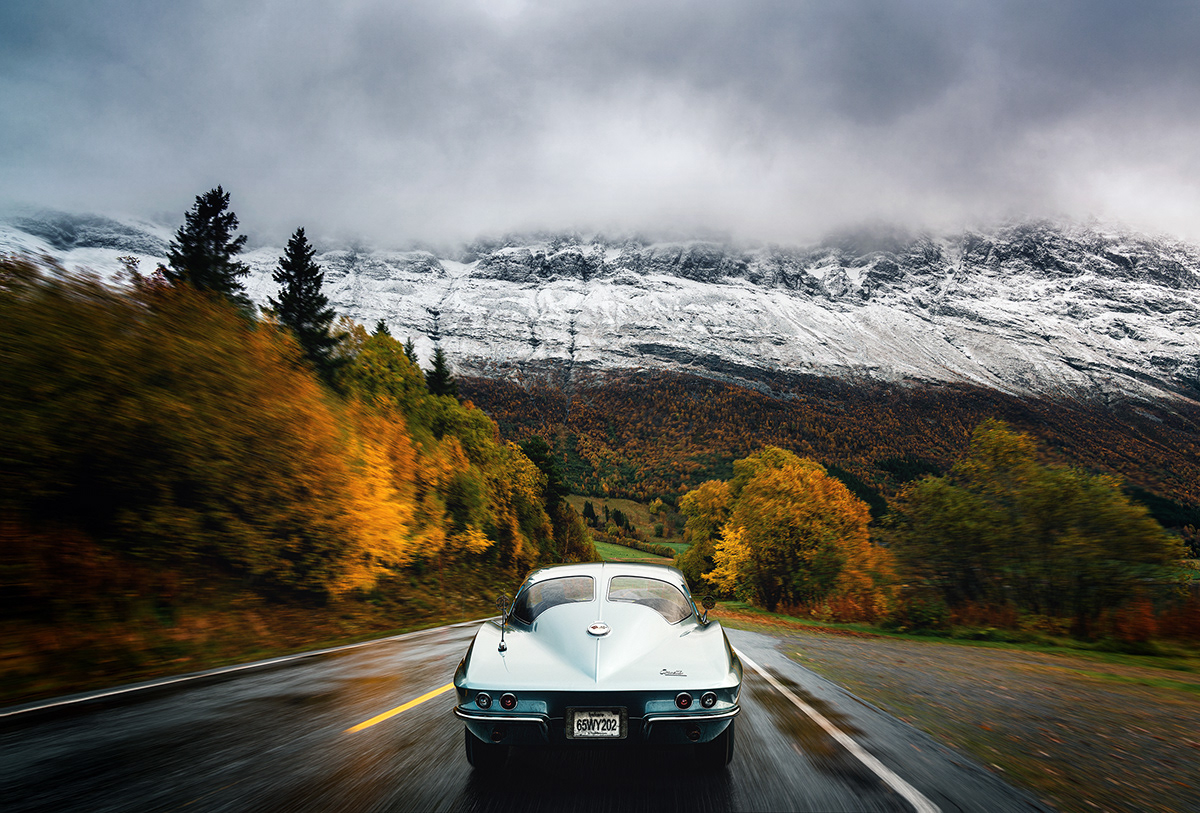 automobile，vehicle，Snow，Corvette Stingray，C2 1963，