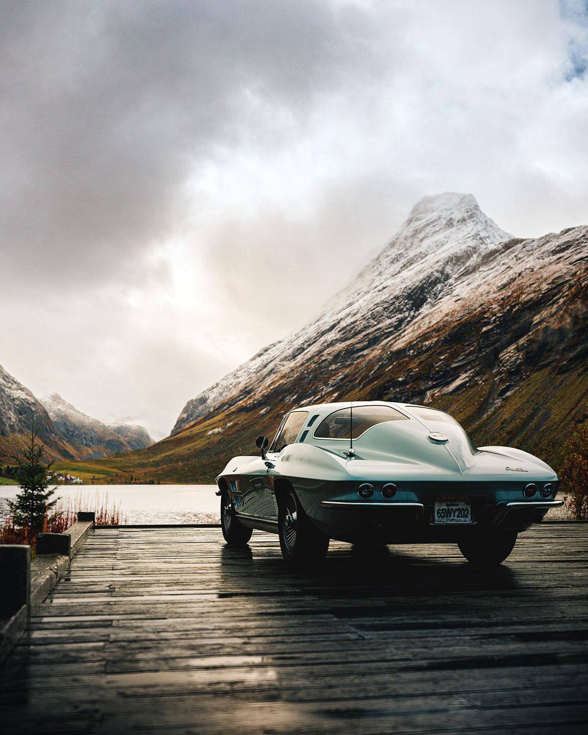 automobile，vehicle，Snow，Corvette Stingray，C2 1963，