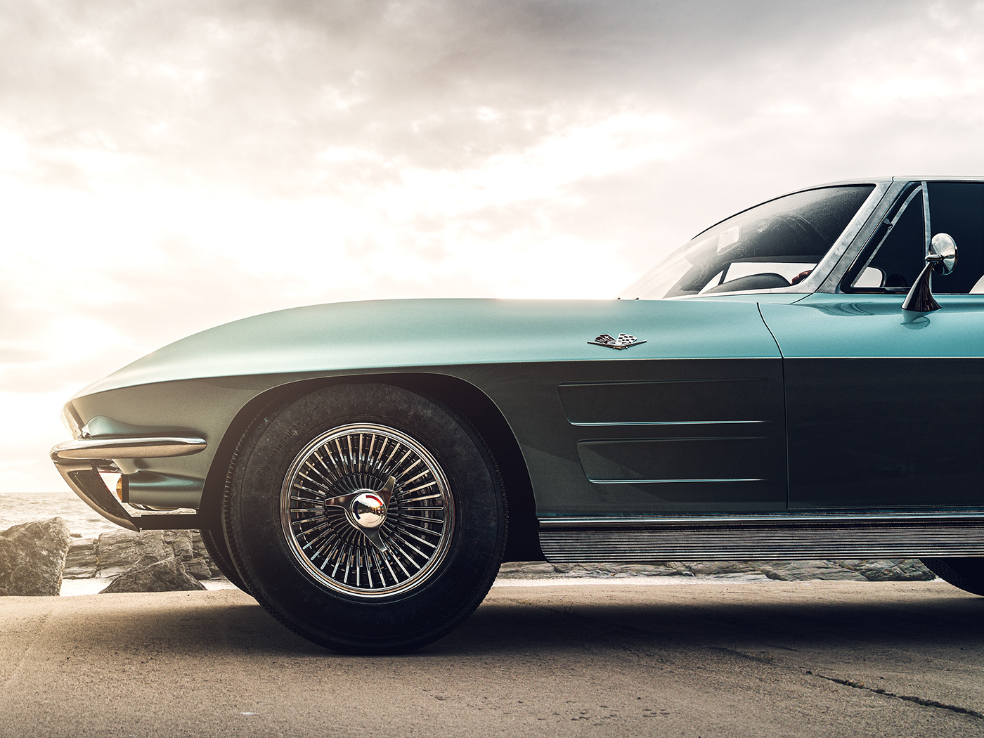 automobile，vehicle，Snow，Corvette Stingray，C2 1963，