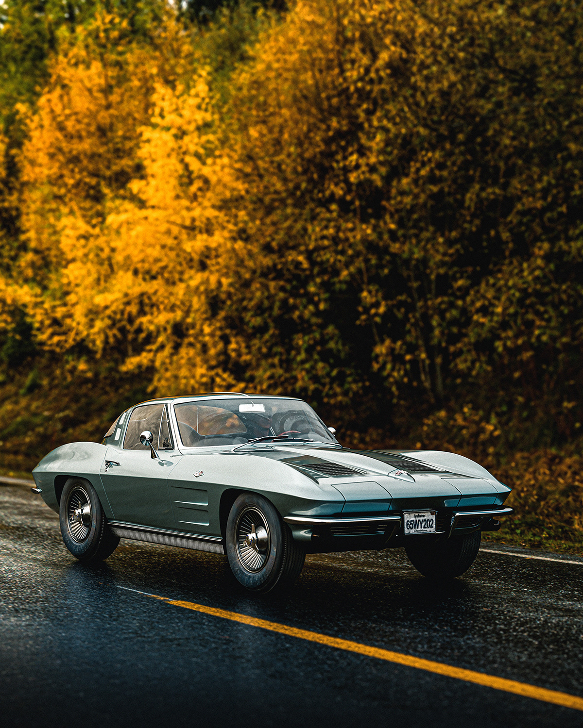 automobile，vehicle，Snow，Corvette Stingray，C2 1963，
