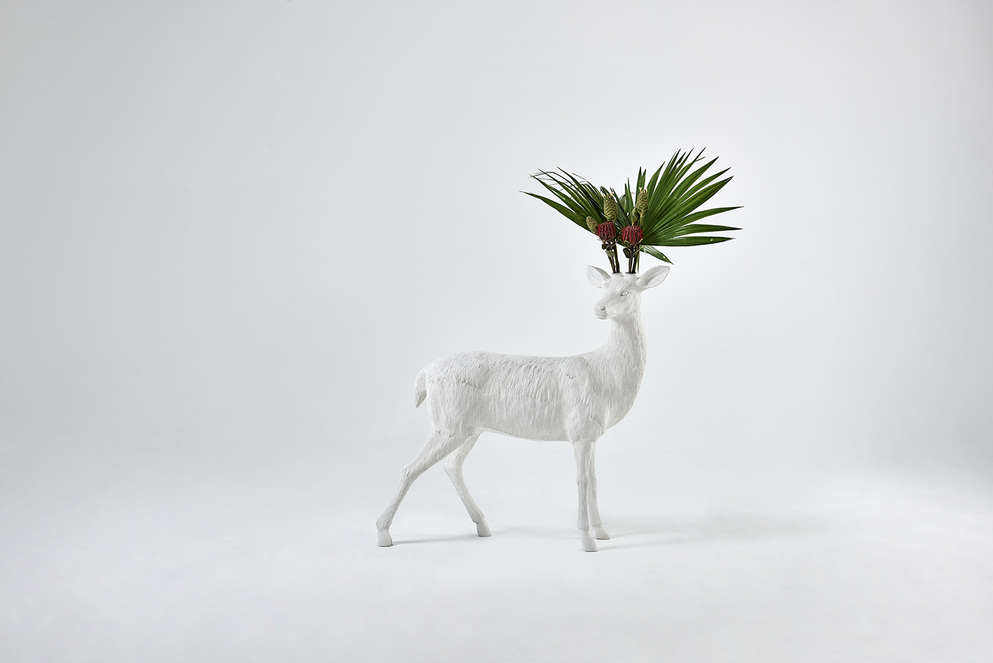 product design，white，deer，vase，Interior design，