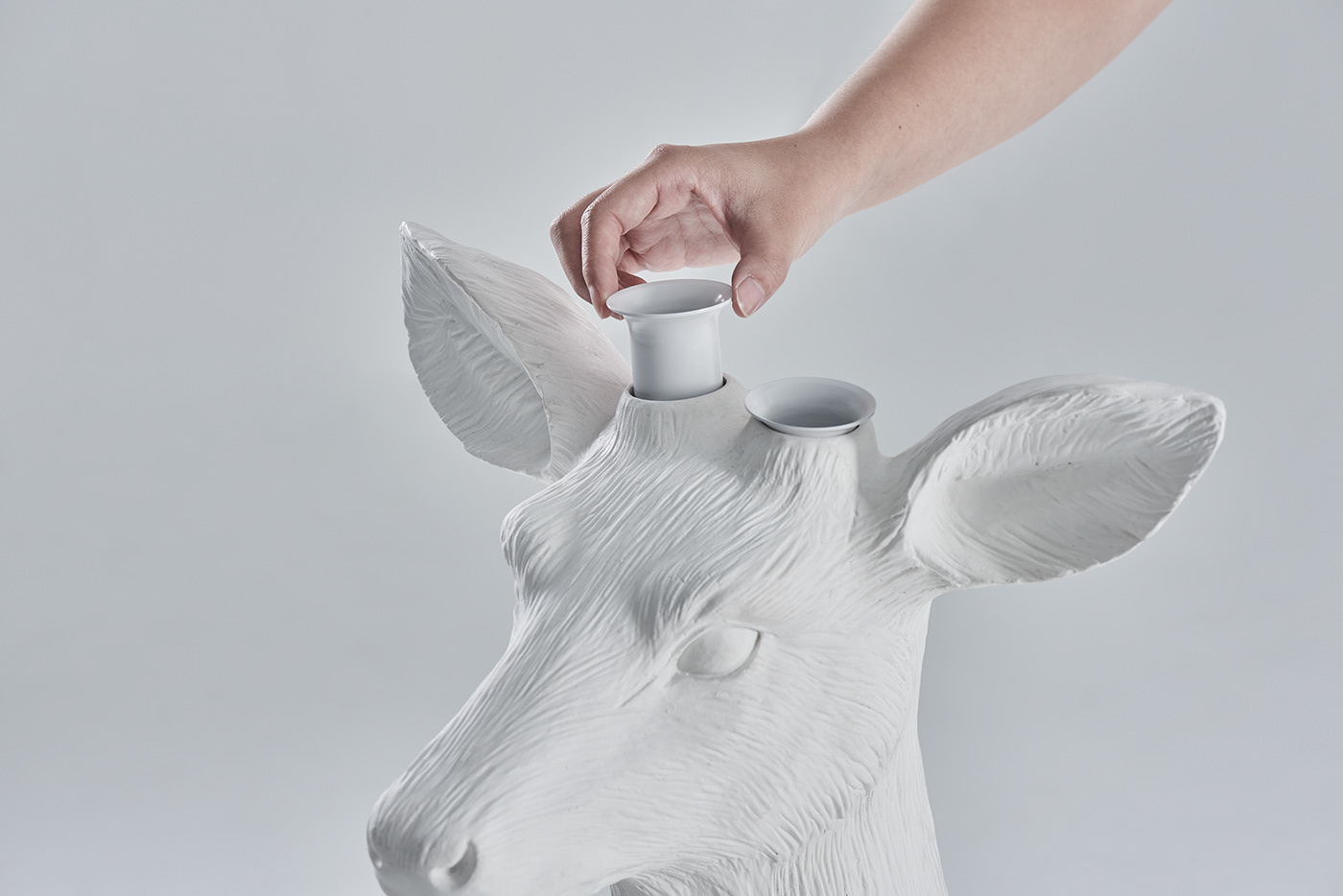 product design，white，deer，vase，Interior design，