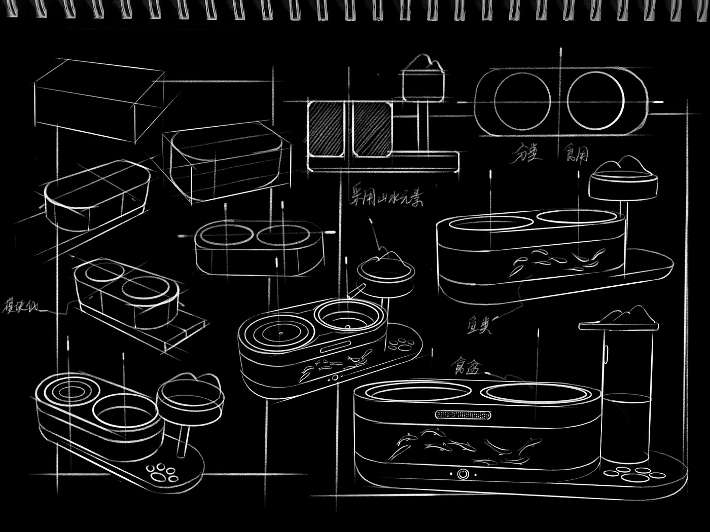 Pet feeder design，product design，industrial design，Sketch design，