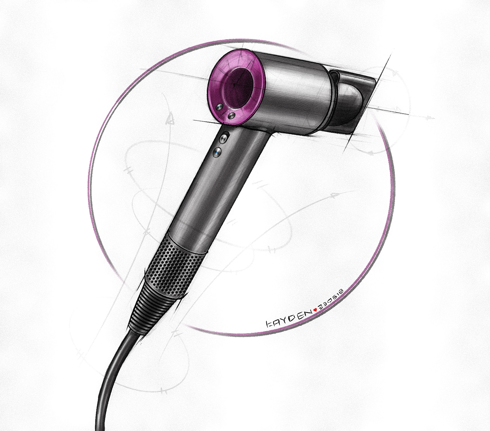 Hand drawn industrial design，Ubee ，record，self-taught，Procreate，