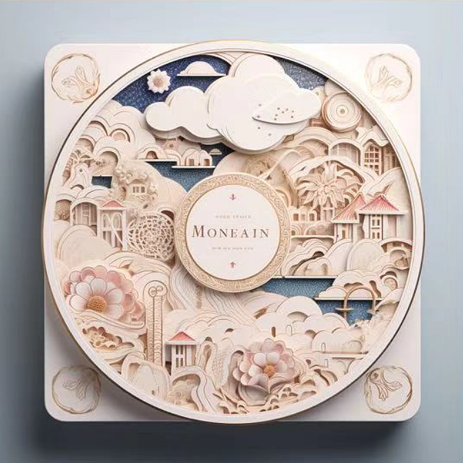 High-value creative moon cake gift box packaging design/Mid-Autumn Festival monthly report gift box，