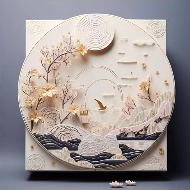 High-value creative moon cake gift box packaging design/Mid-Autumn Festival monthly report gift box，