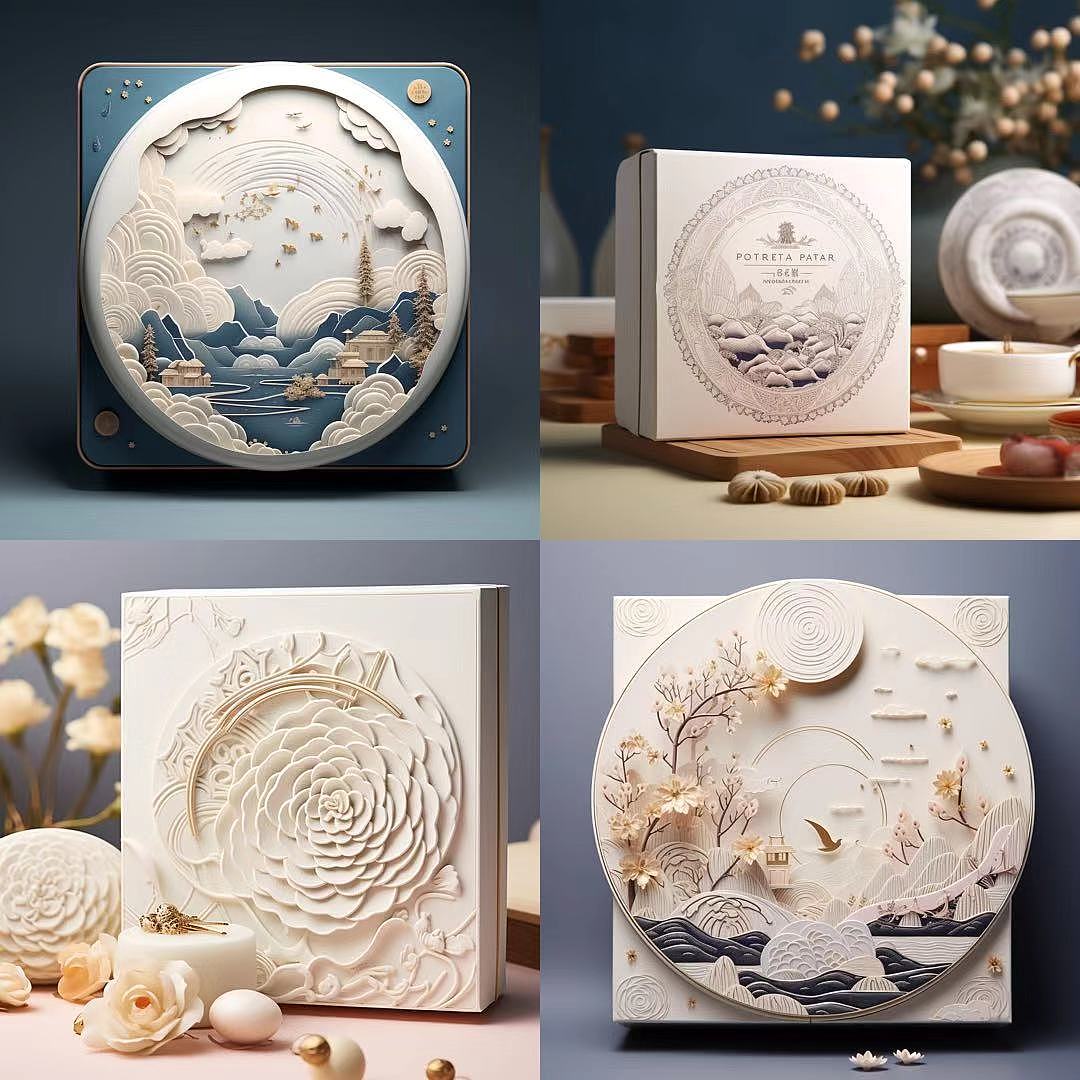 High-value creative moon cake gift box packaging design/Mid-Autumn Festival monthly report gift box，