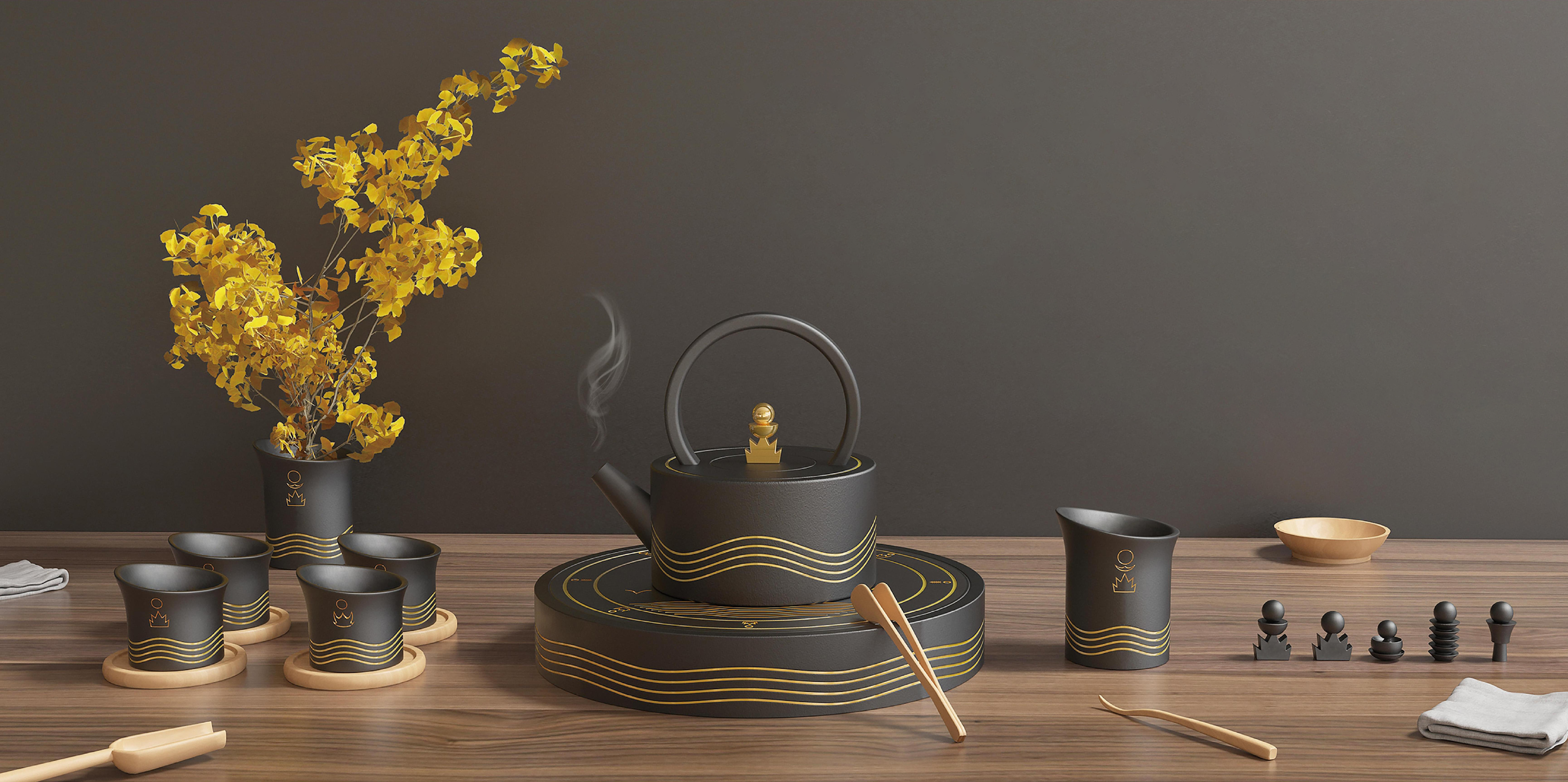 Graduation project，product design，Cultural and creative products，Tea set design，Rizhao Culture，articles for daily use，Product rendering，Brand planning，