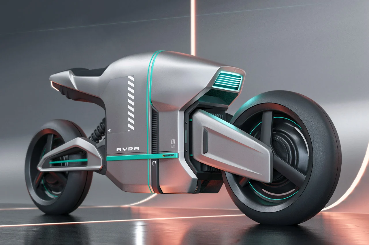 Cyberpunk，Electric bicycle，Metal body，future，