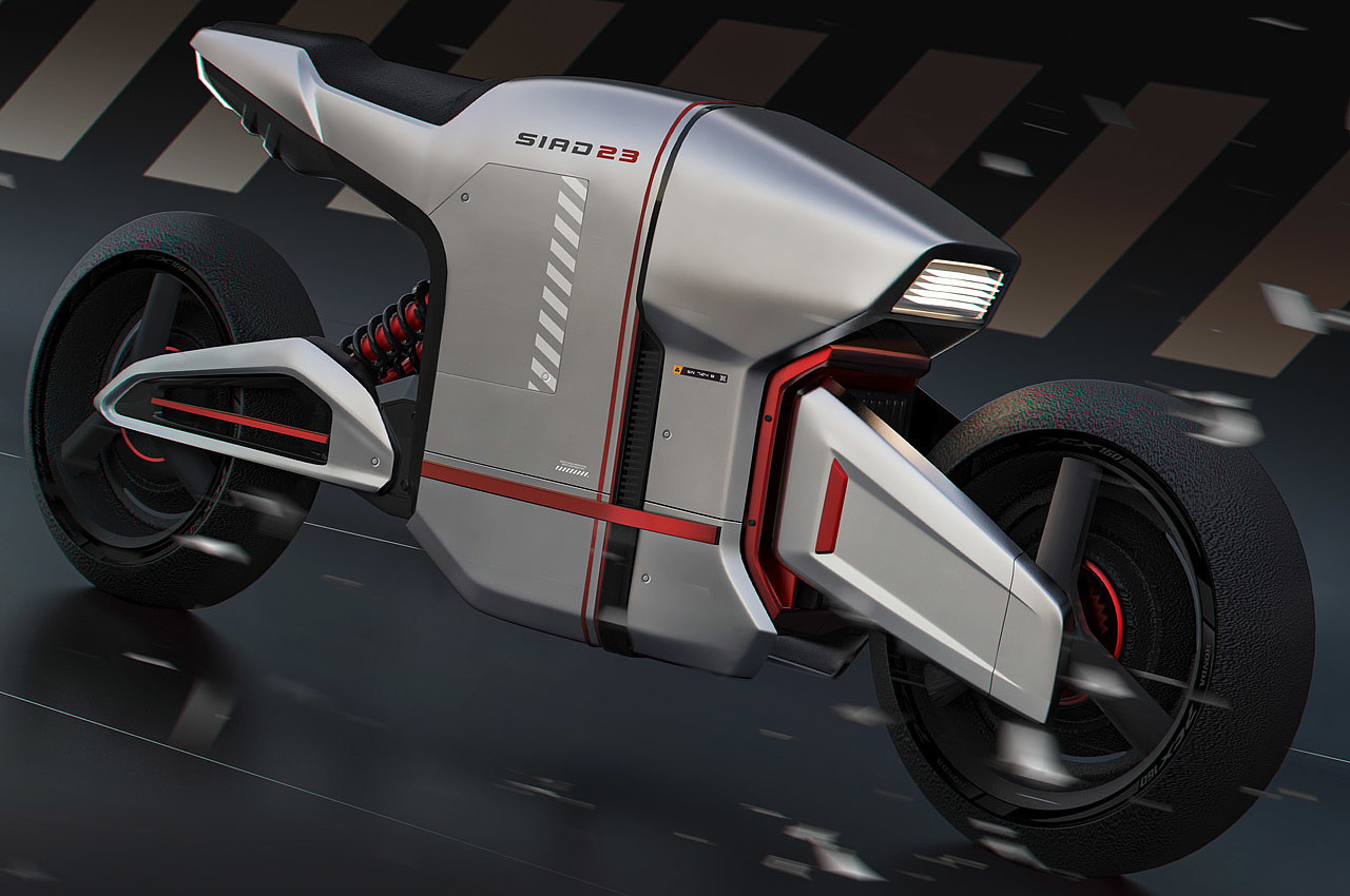 赛博朋克，电动自行车，金属车身，未来，